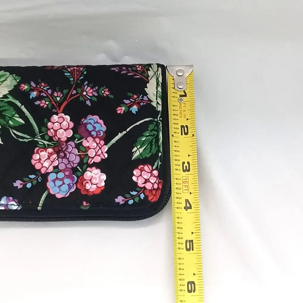Vera Bradley Winter Berry Wallet Quilted Black Pink Purple Zip Around Accordion - Picture 8 of 8